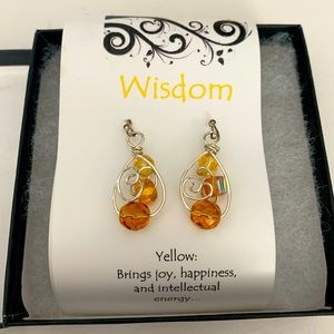 Yellow and silver dangling earrings